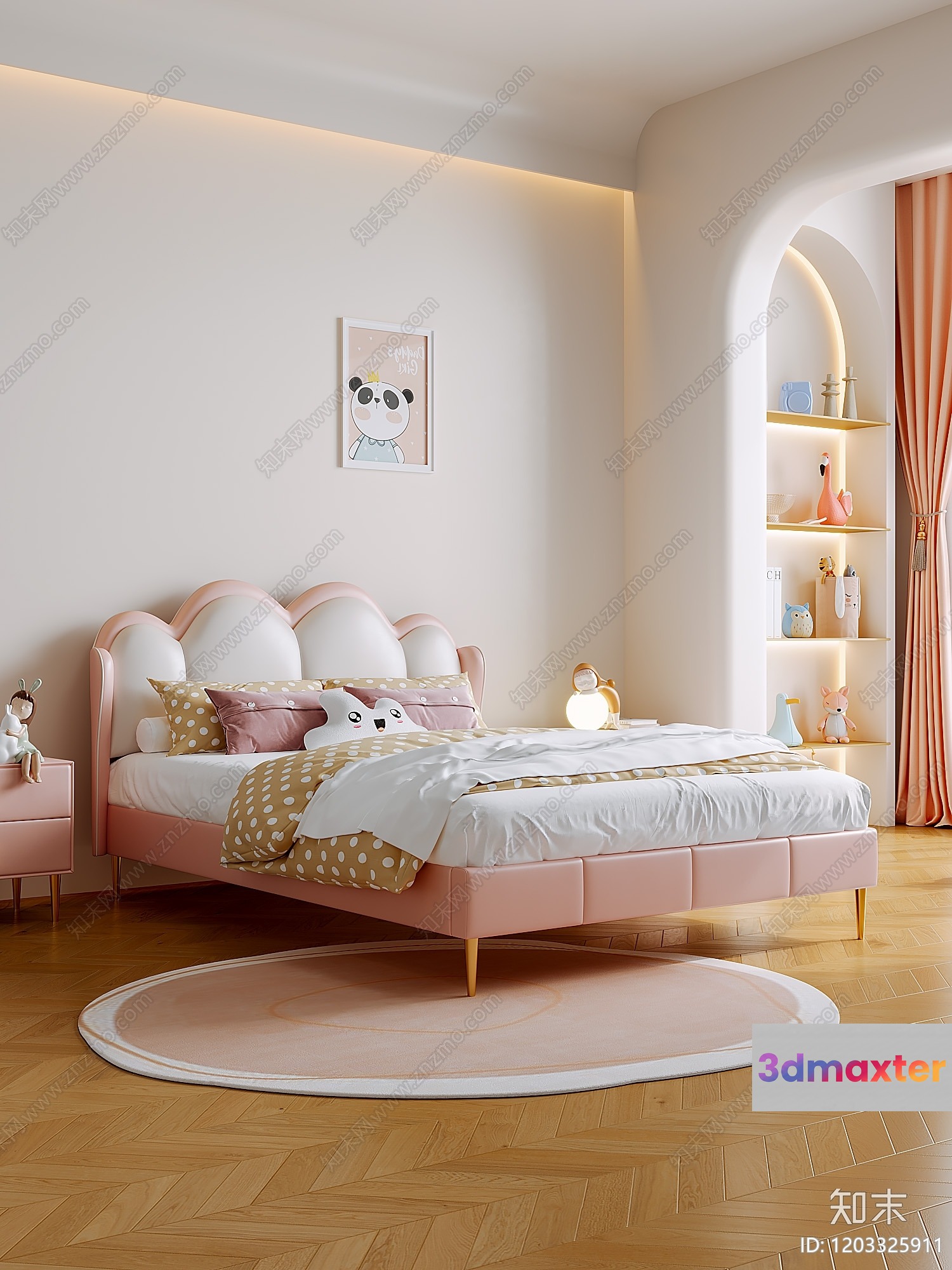 A Pink And White Bed 3D Model - 15822 - CORONA Render