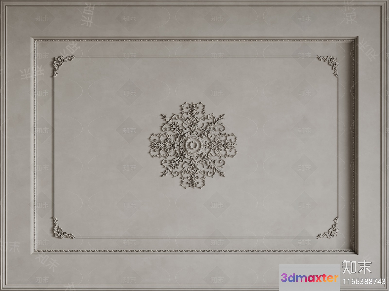 A Decorative Ceiling Medallion 3D Model - 17150 - VRAY Render