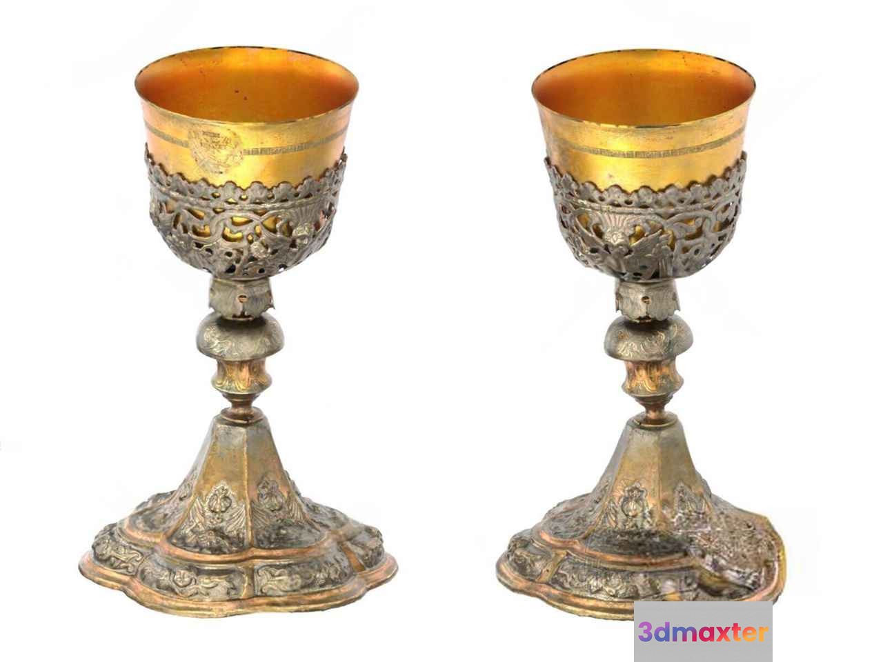 Ancient Gold Goblets 3D Model - 2946 - VRAY Render