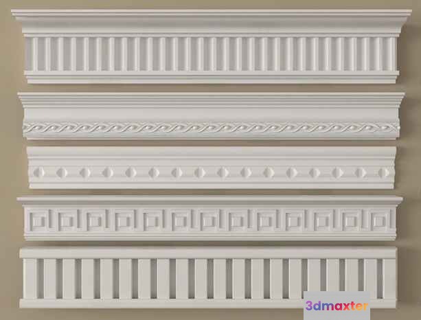 Classic White Crown Molding 3D Model - 18109 - VRAY Render