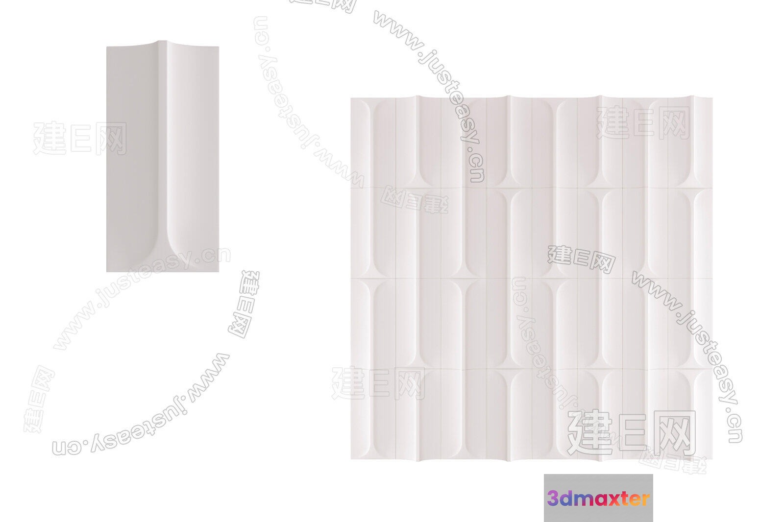 The Image Features A White Wall With A Decorative Design 3D Model - 708 - VRAY Render