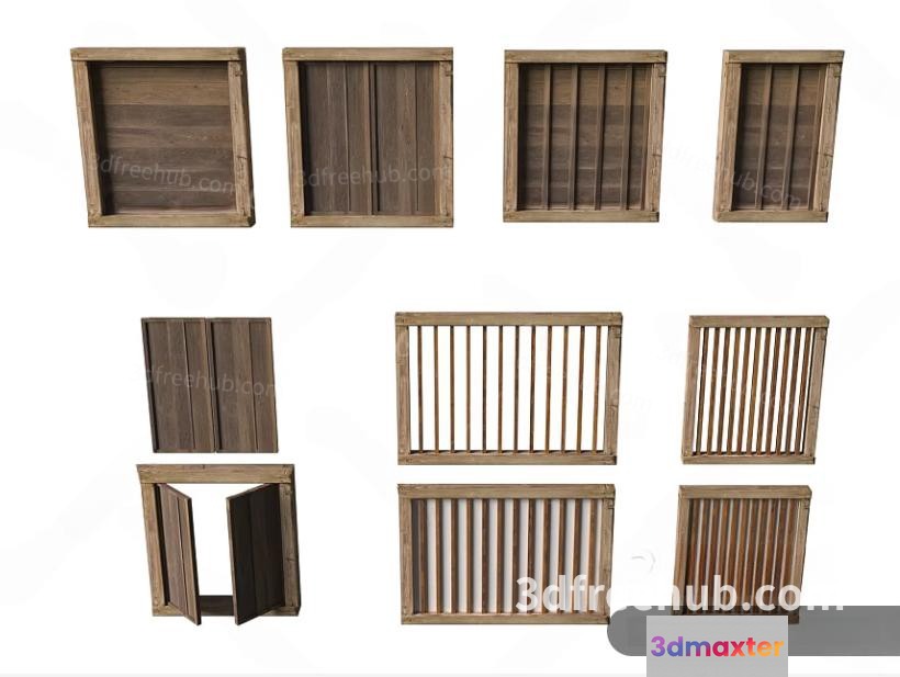 Wooden Window Shutters 3D Model - 20831 - VRAY Render