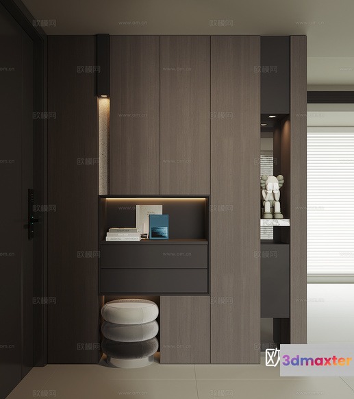 Modern Dark Wood Shelf 3D Model - 18111 - VRAY Render