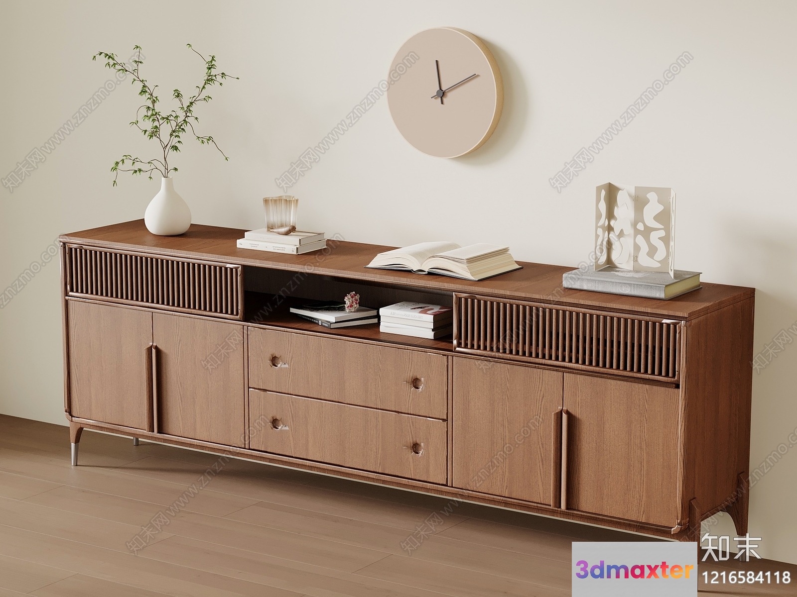 A Mid-Century Modern Sideboard 3D Model - 18440 - VRAY Render