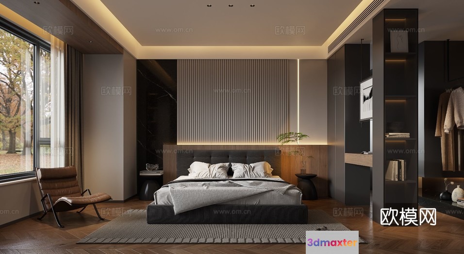 Cozy Modern Bedroom 3D Model - 8290 - VRAY Render