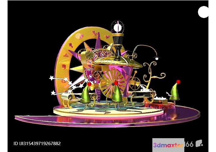 A Whimsical 3D-Rendered Scene Of A Moonlit Night 3D Model - 6066 - VRAY Render