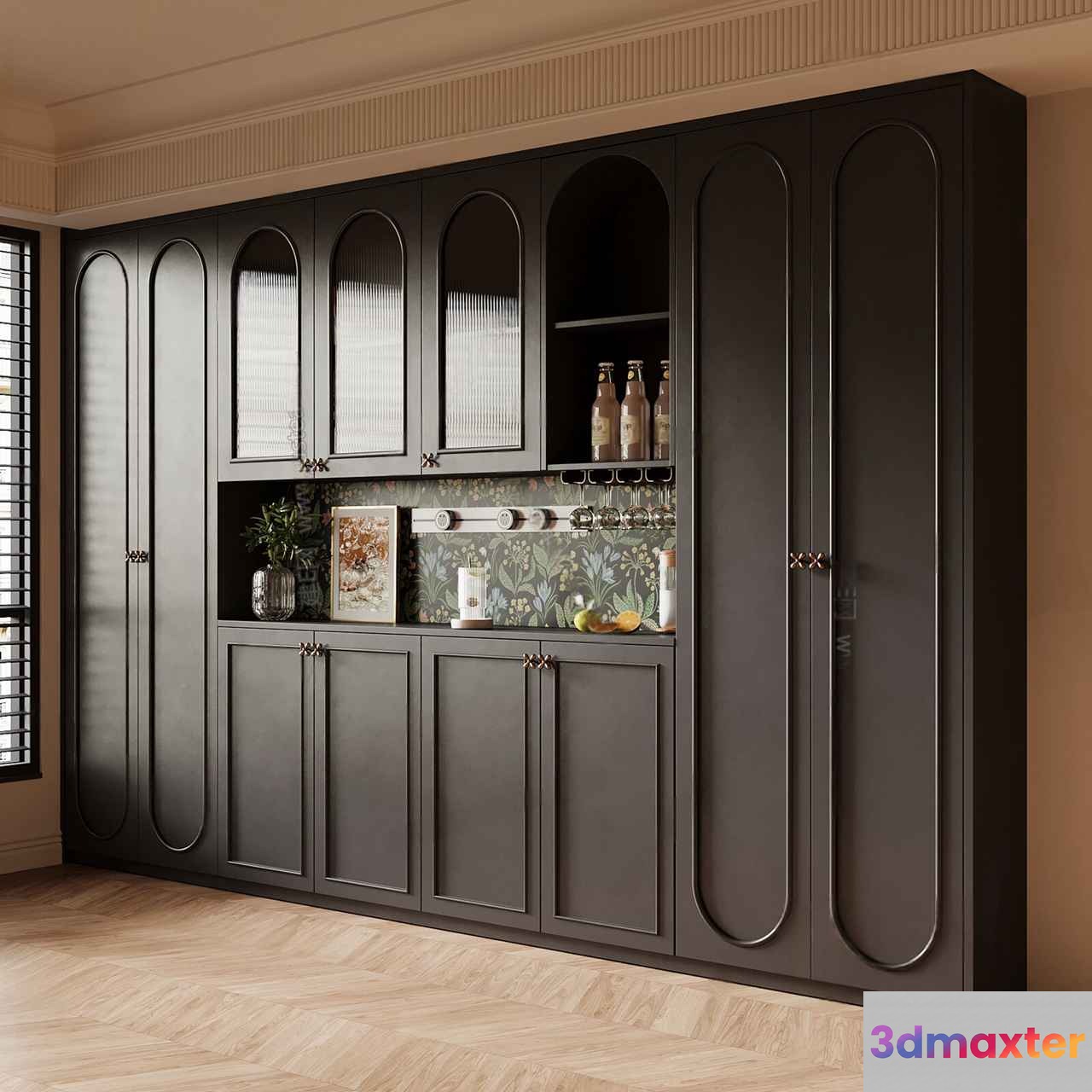 Dark Gray Cabinet 3D Model - 9727 - VRAY Render