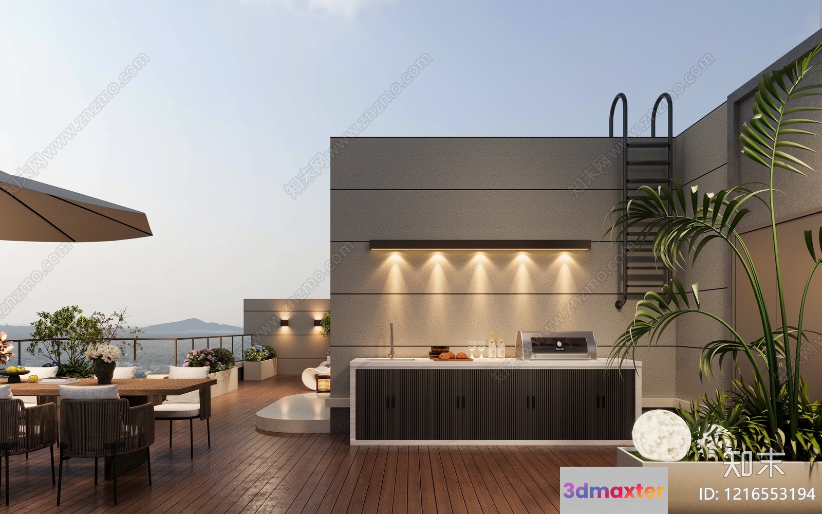 Modern Outdoor Kitchen 3D Model - 18322 - VRAY Render