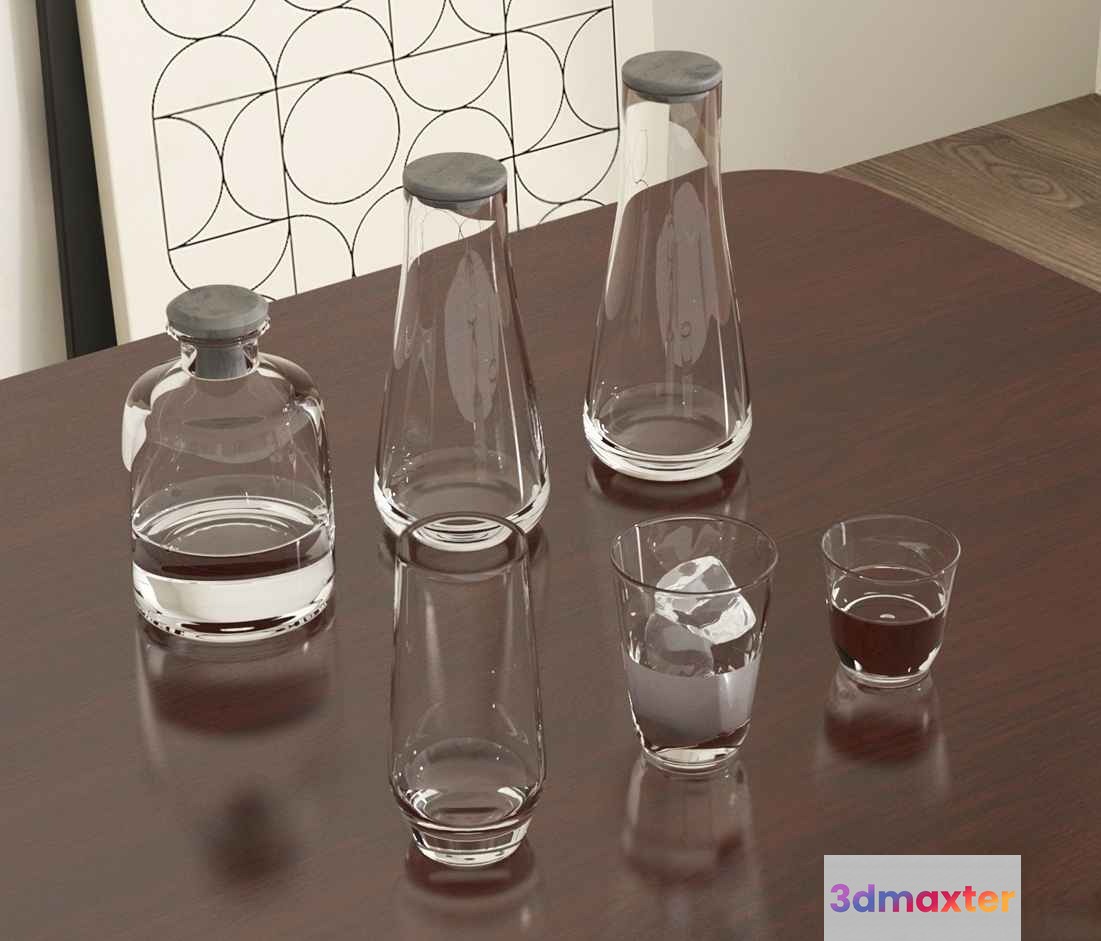 Clear Glass Containers 3D Model - 8170 - VRAY Render