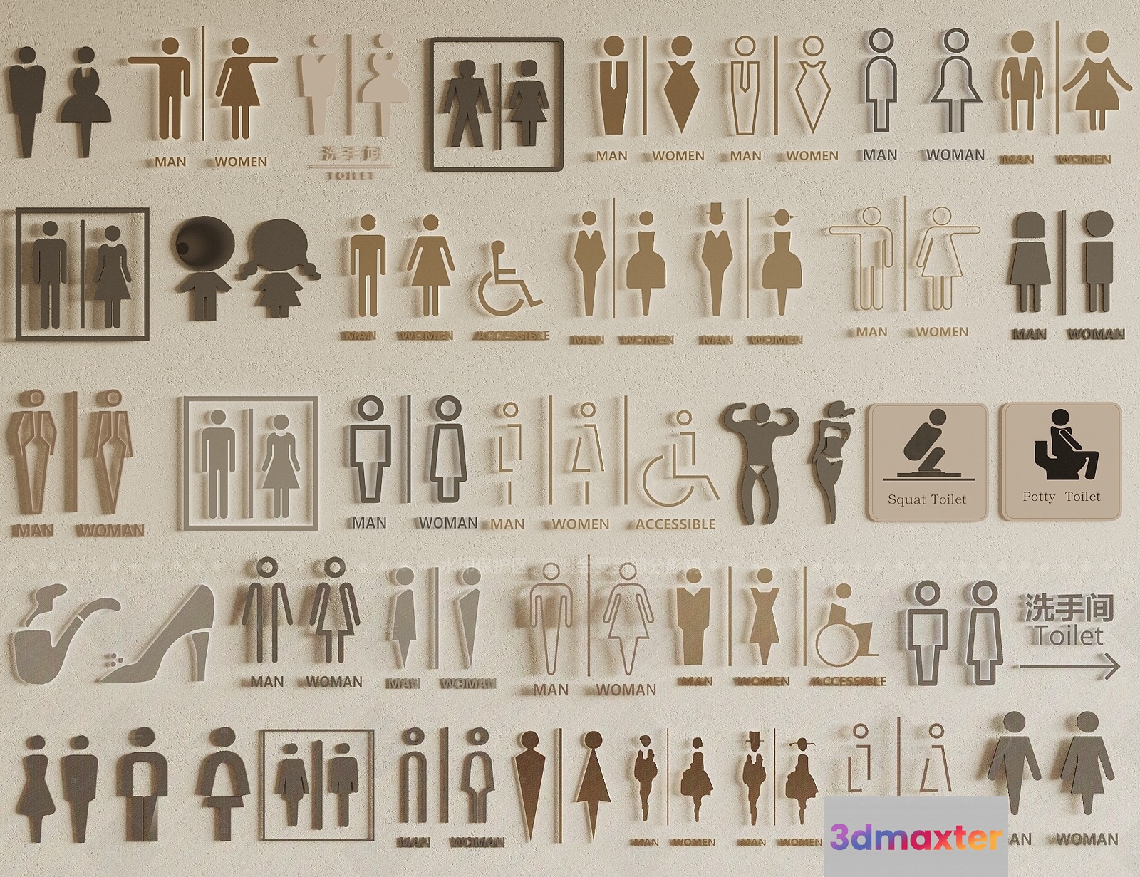 Modern Bathroom Signs 3D Model - 8765 - VRAY Render