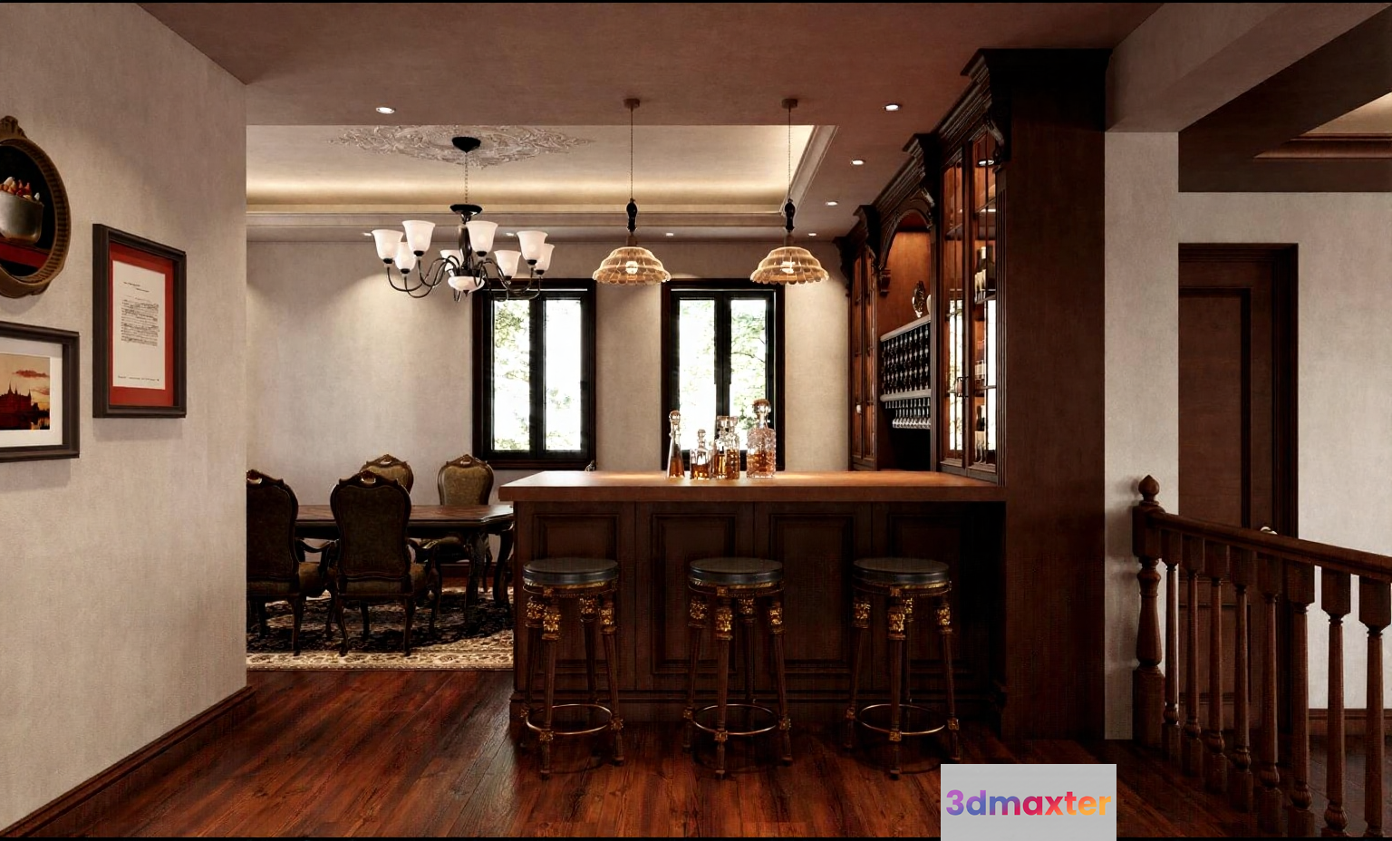 A Wooden Bar 3D Model - 20041 - CORONA Render