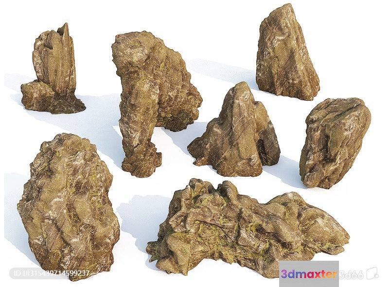 Rocks With A Rough Texture 3D Model - 2718 - VRAY Render