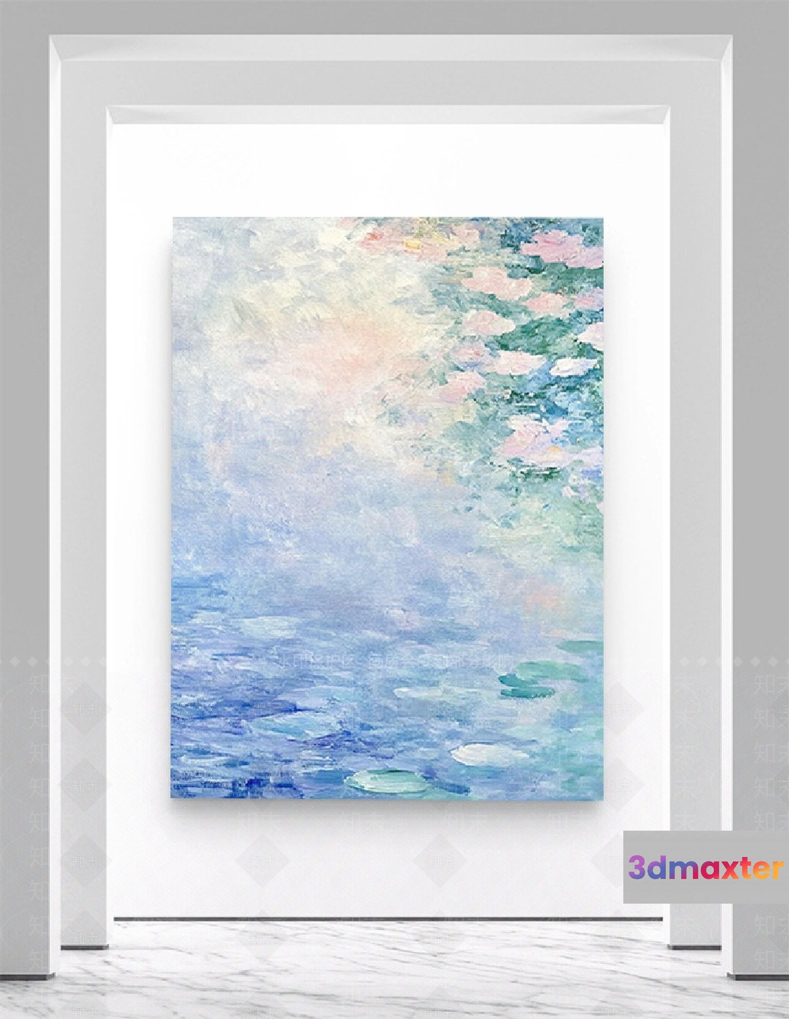 A Painting Of Water And Lily Pads 3D Model - 10155 - VRAY Render