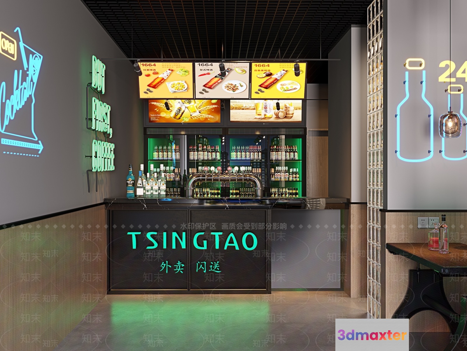 A Modern Bar Area 3D Model - 18139 - VRAY Render
