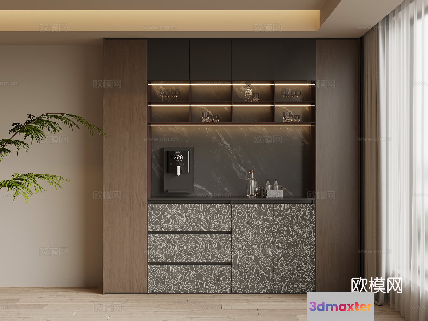 Modern Kitchen Decor 3D Model - 11174 - VRAY Render