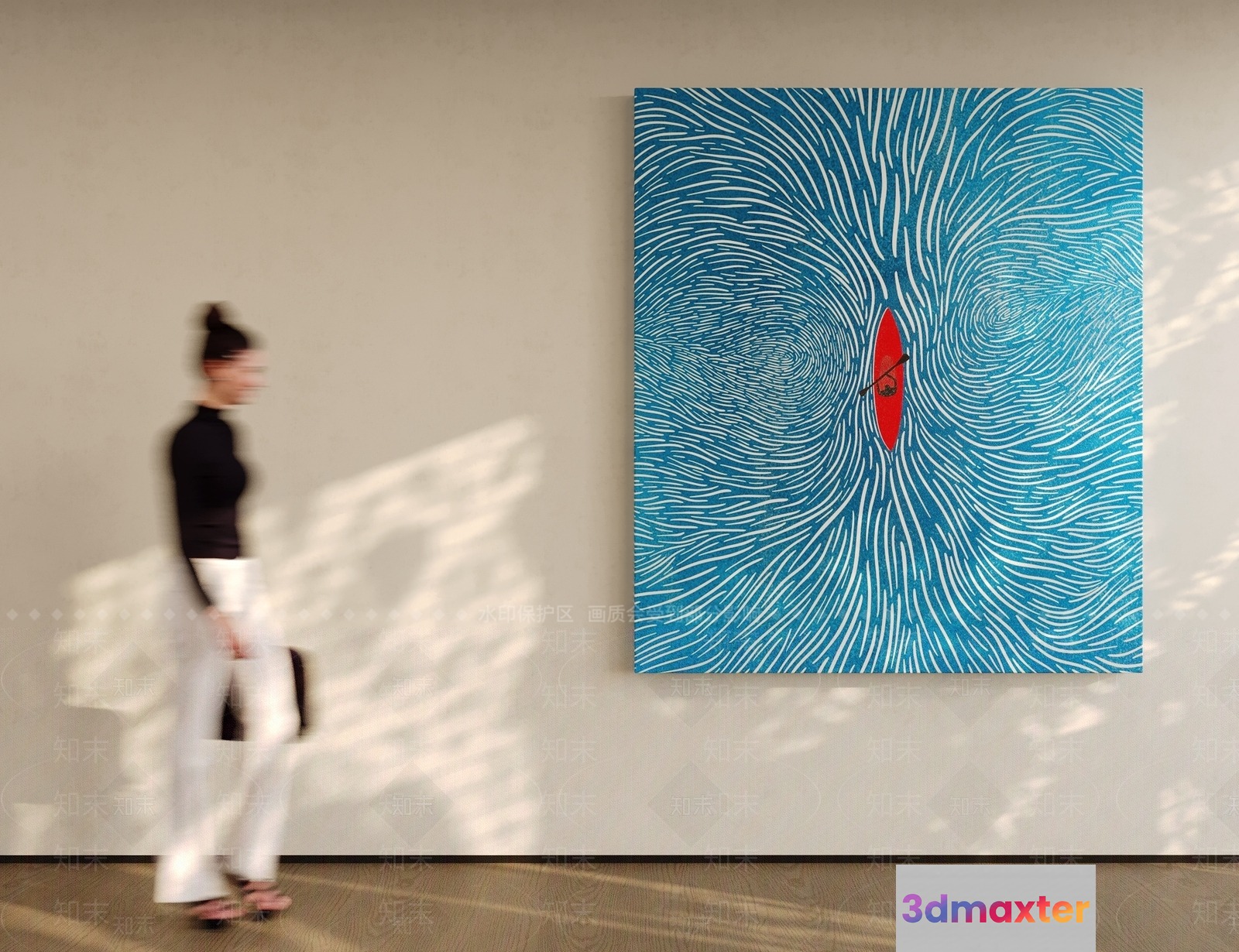 The Single Main Subject Is A Person Walking Past A Painting 3D Model - 18404 - VRAY Render