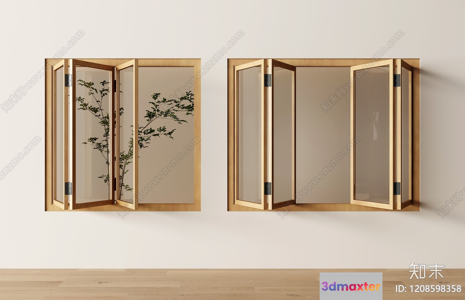 A Room With A Wooden Floor And A White Wall 3D Model - 3877 - VRAY Render