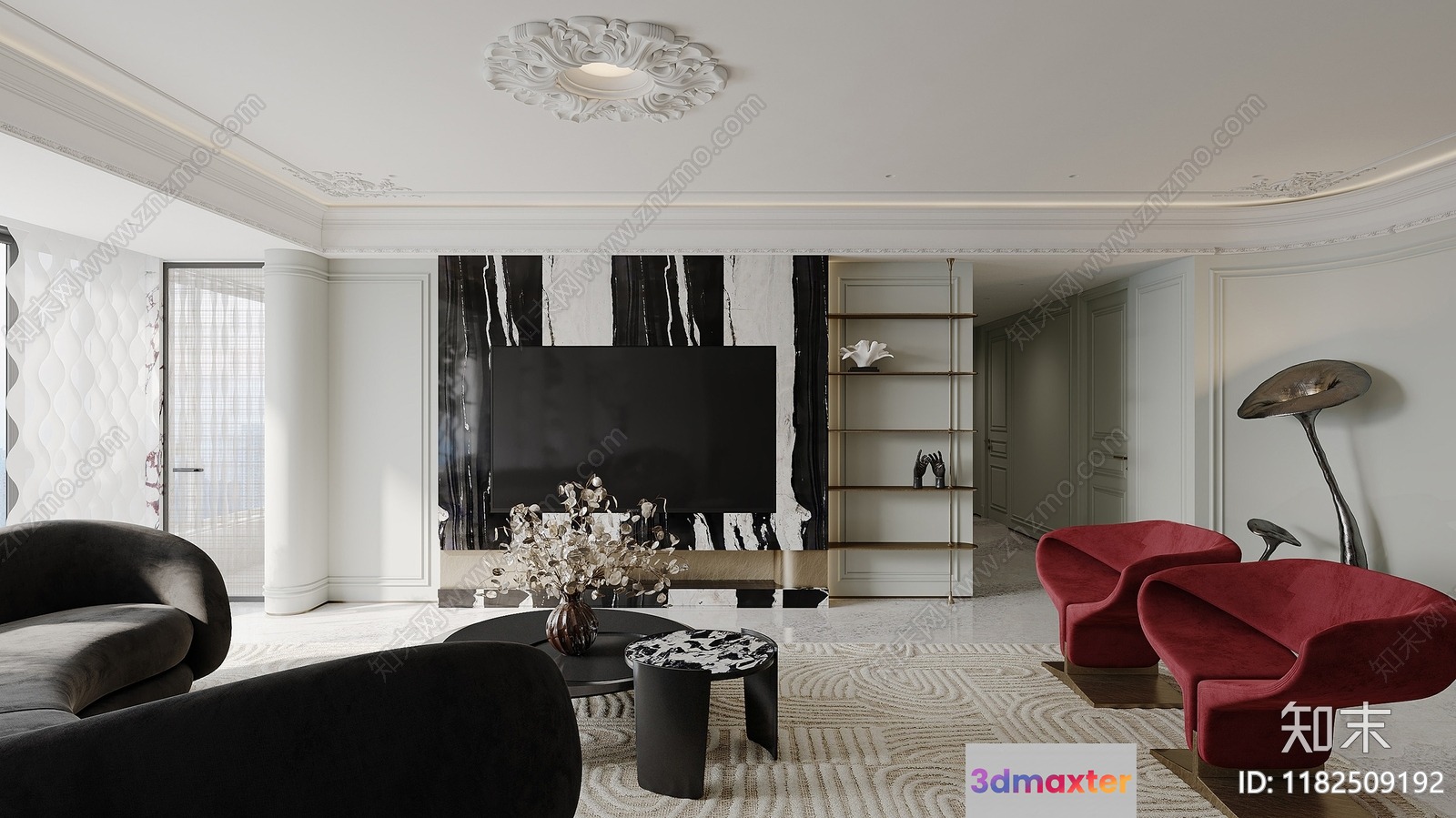 Modern Living Room 3D Model - 8217 - CORONA Render