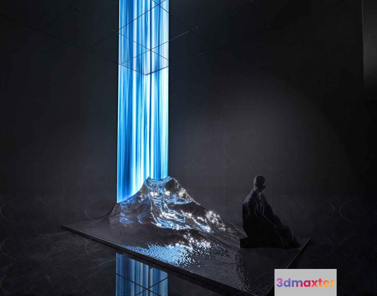 A Digital Rendering Of A Mountain And A Person 3D Model - 3193 - VRAY Render