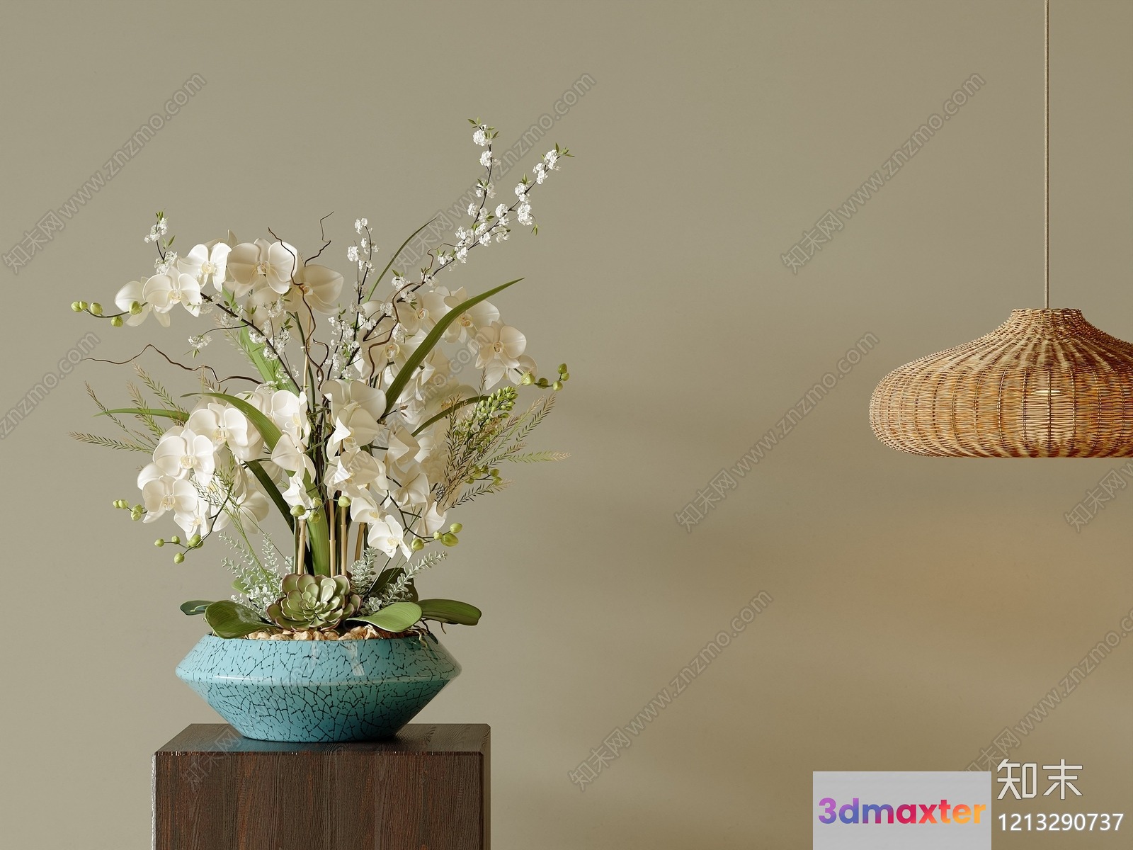 A Wicker Light Fixture 3D Model - 21371 - VRAY Render