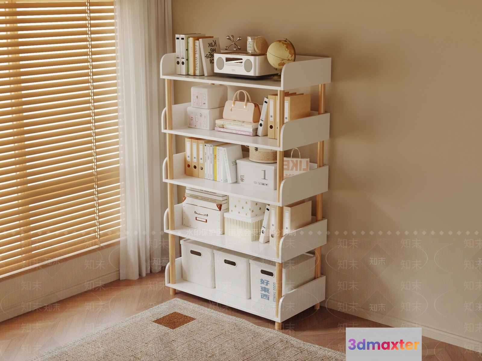 White Shelving Unit 3D Model - 7865 - VRAY Render