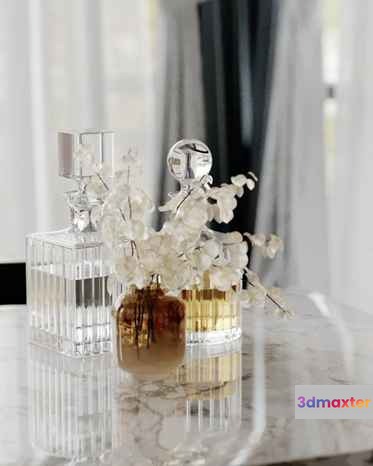 White Orchid Vase 3D Model - 7316 - VRAY Render