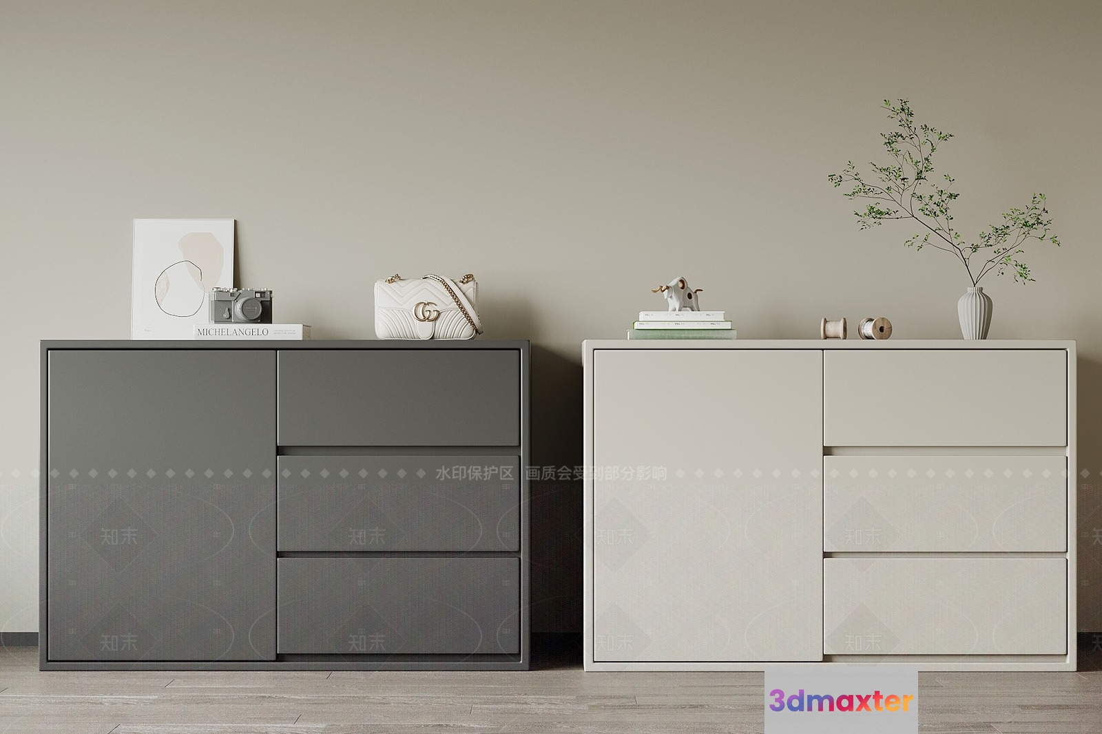 Modern Dresser Set 3D Model - 18877 - VRAY Render