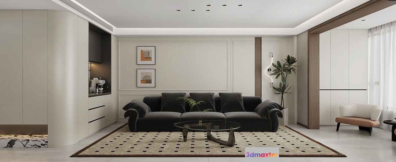 Modern Living Room 3D Model - 14654 - VRAY Render