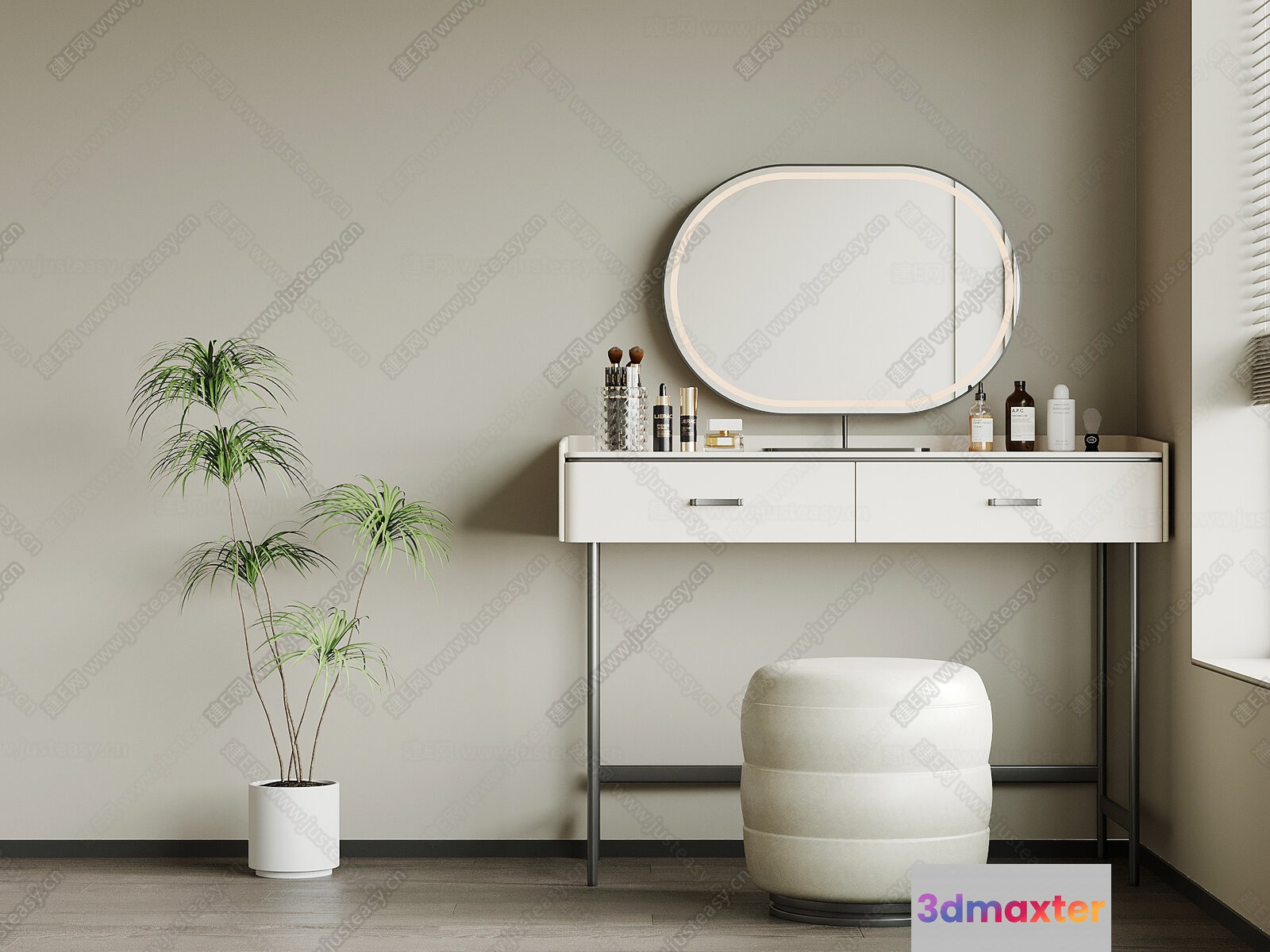 Modern White Vanity Table 3D Model - 5395 - VRAY Render