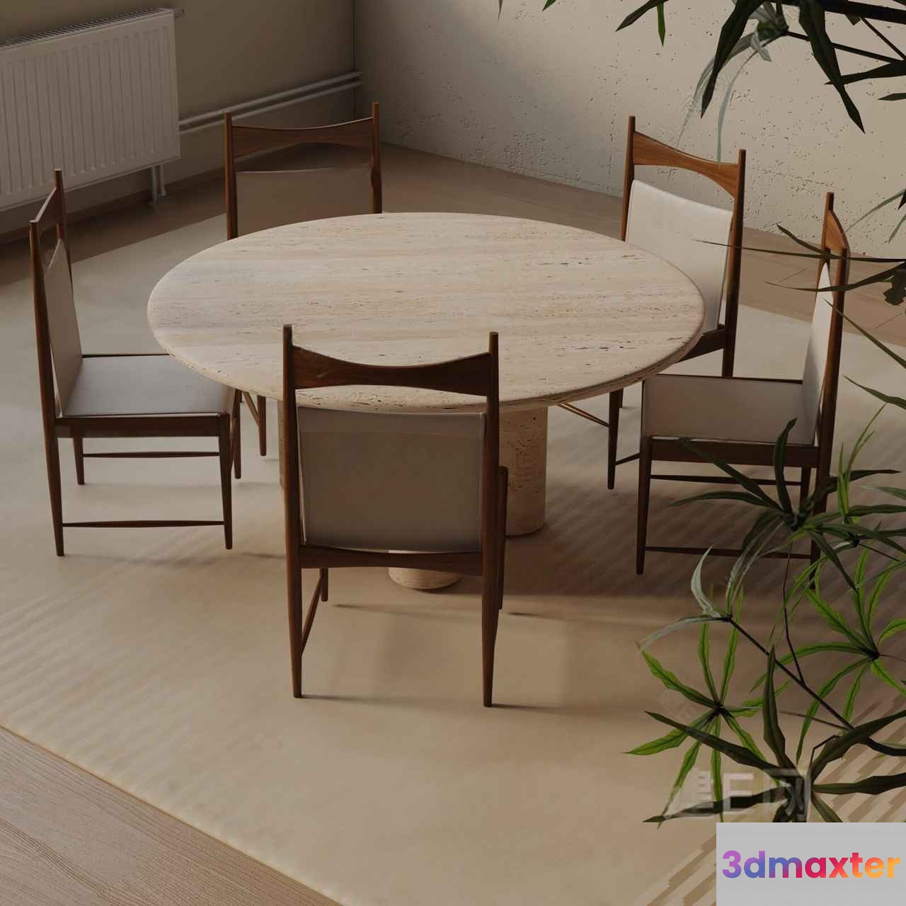 Mid-Century Modern Dining Room 3D Model - 9408 - VRAY Render