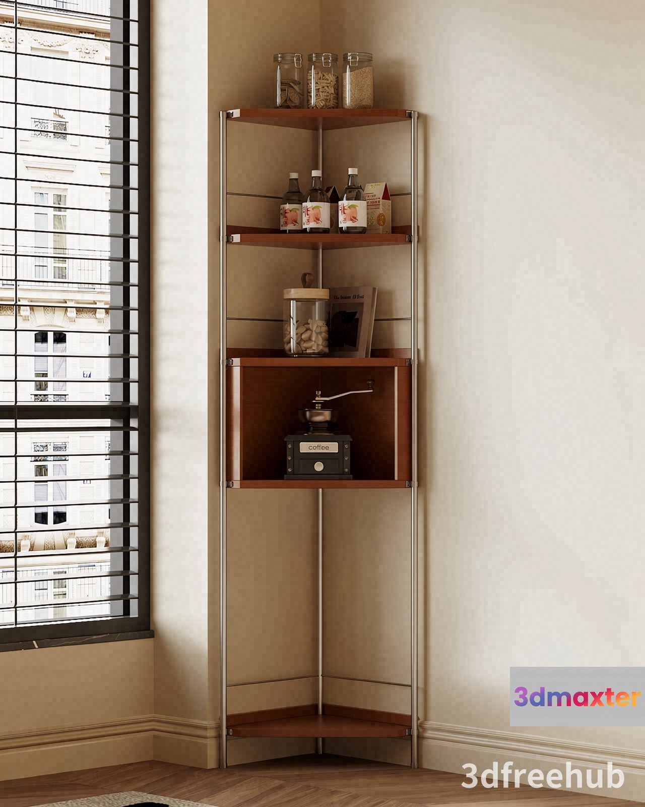 A Corner Shelf 3D Model - 22295 - VRAY Render