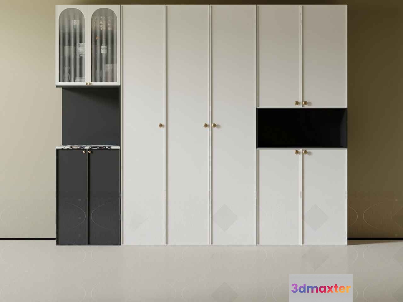 Modern White Cabinets 3D Model - 1999 - VRAY Render