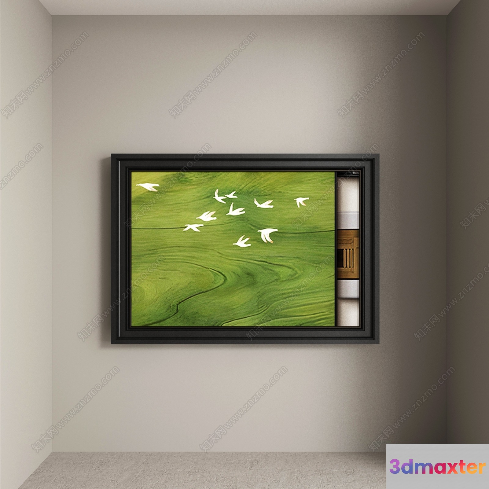 A Framed Picture Of Birds In Flight 3D Model - 2641 - VRAY Render