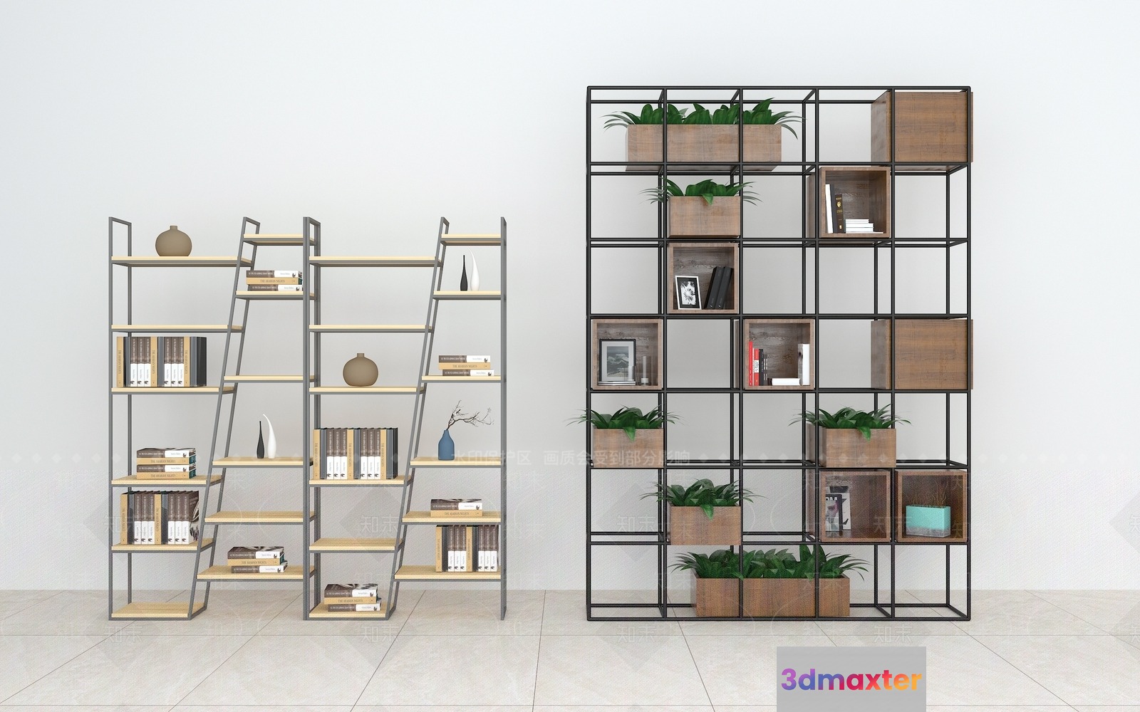 Modern Shelving Units 3D Model - 16940 - VRAY Render