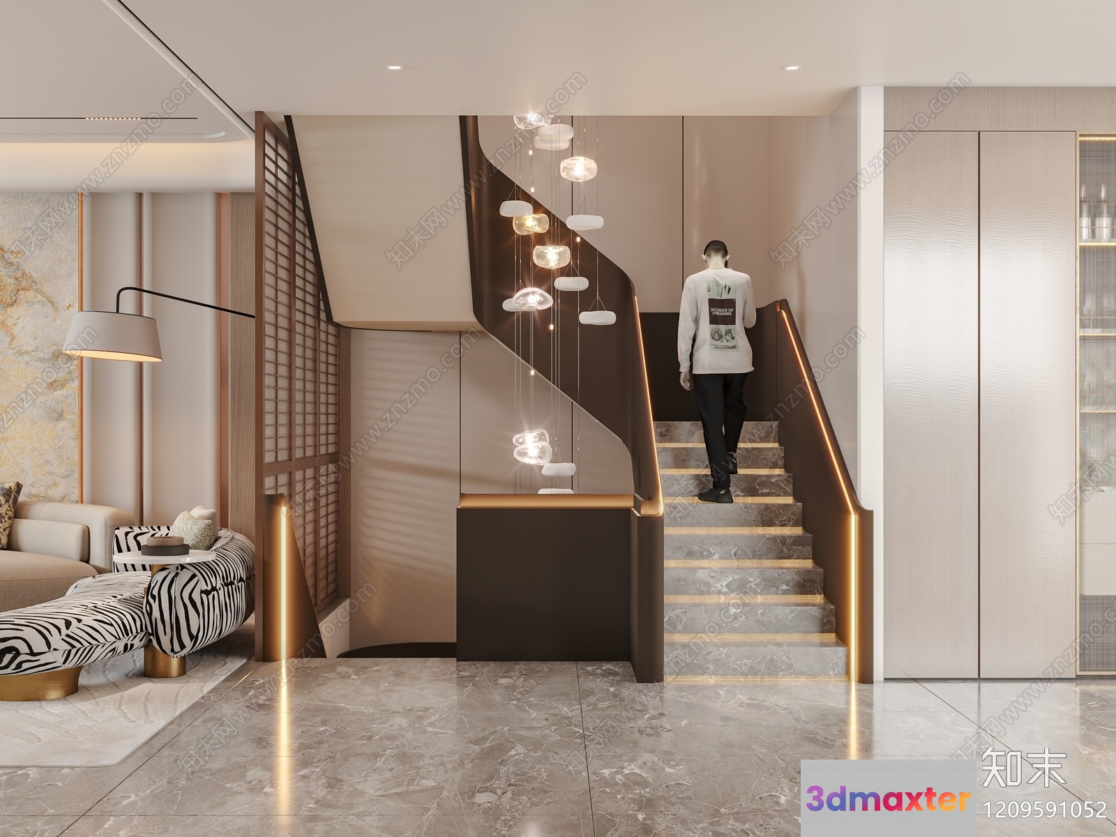 Modern Living Room 3D Model - 9109 - VRAY Render