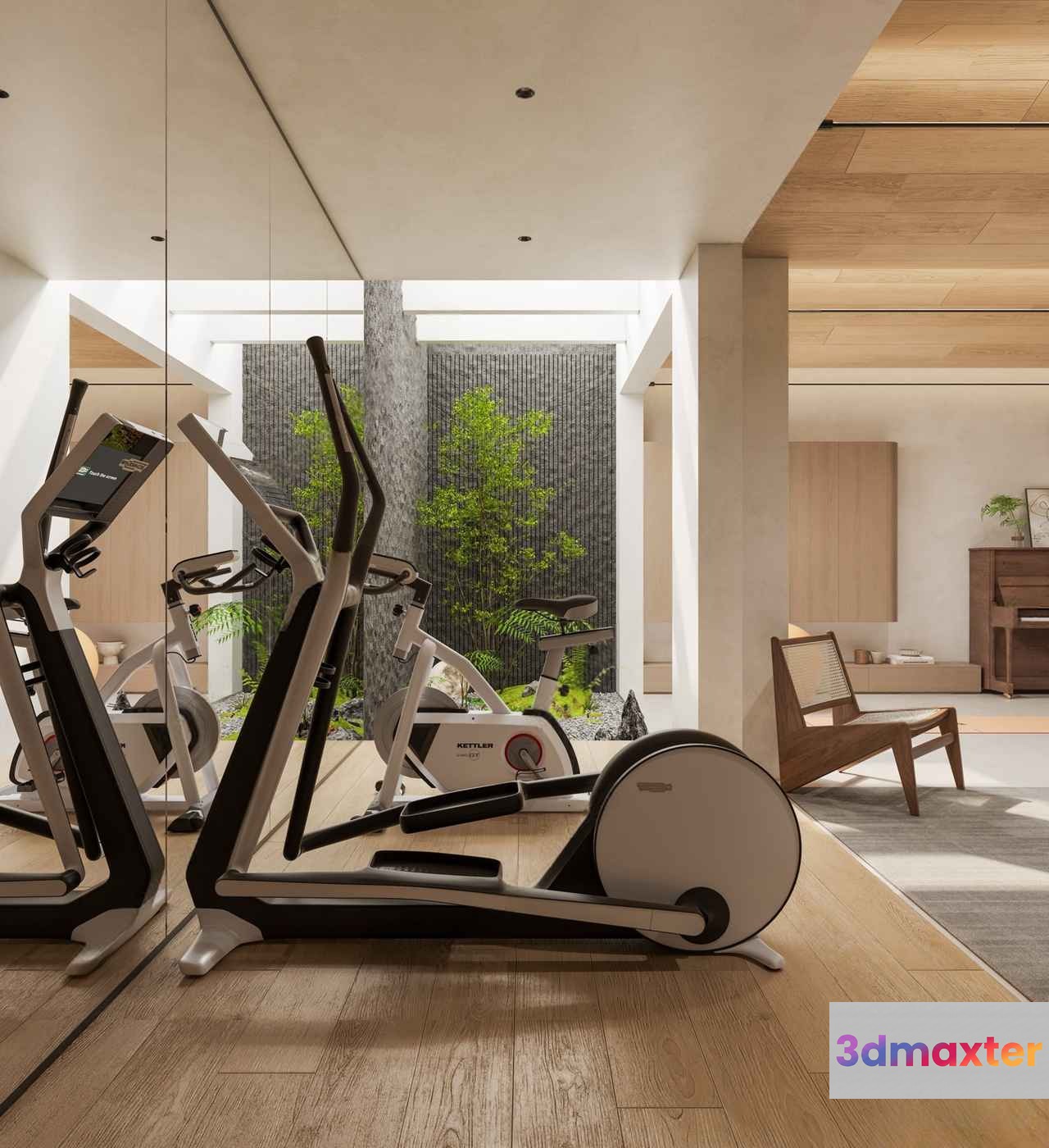 Modern Exercise Room 3D Model - 3840 - VRAY Render