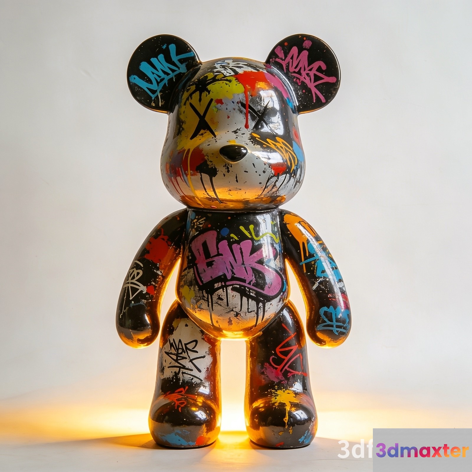A Graffiti-Covered Bear Figurine 3D Model - 23292 - VRAY Render