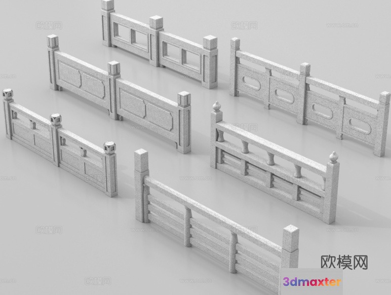 Fence With Decorative Elements 3D Model - 11412 - VRAY Render