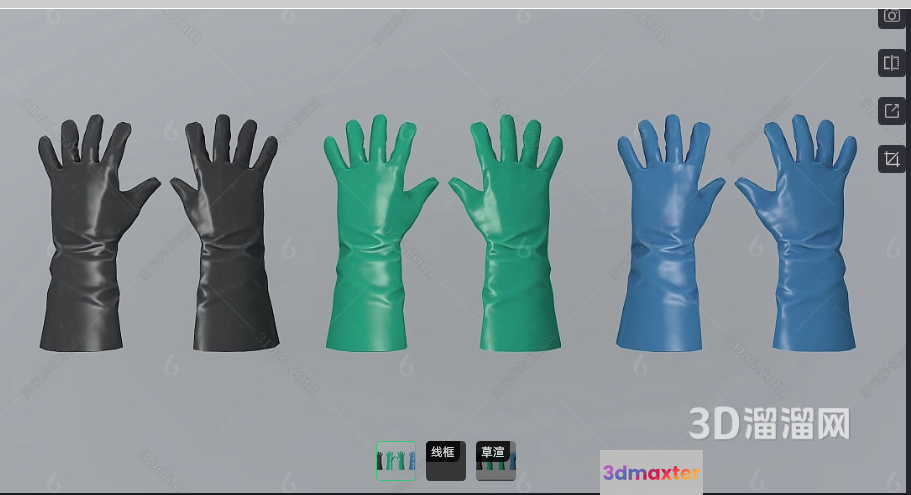 A 3D Model Of Gloves 3D Model - 19329 - VRAY Render