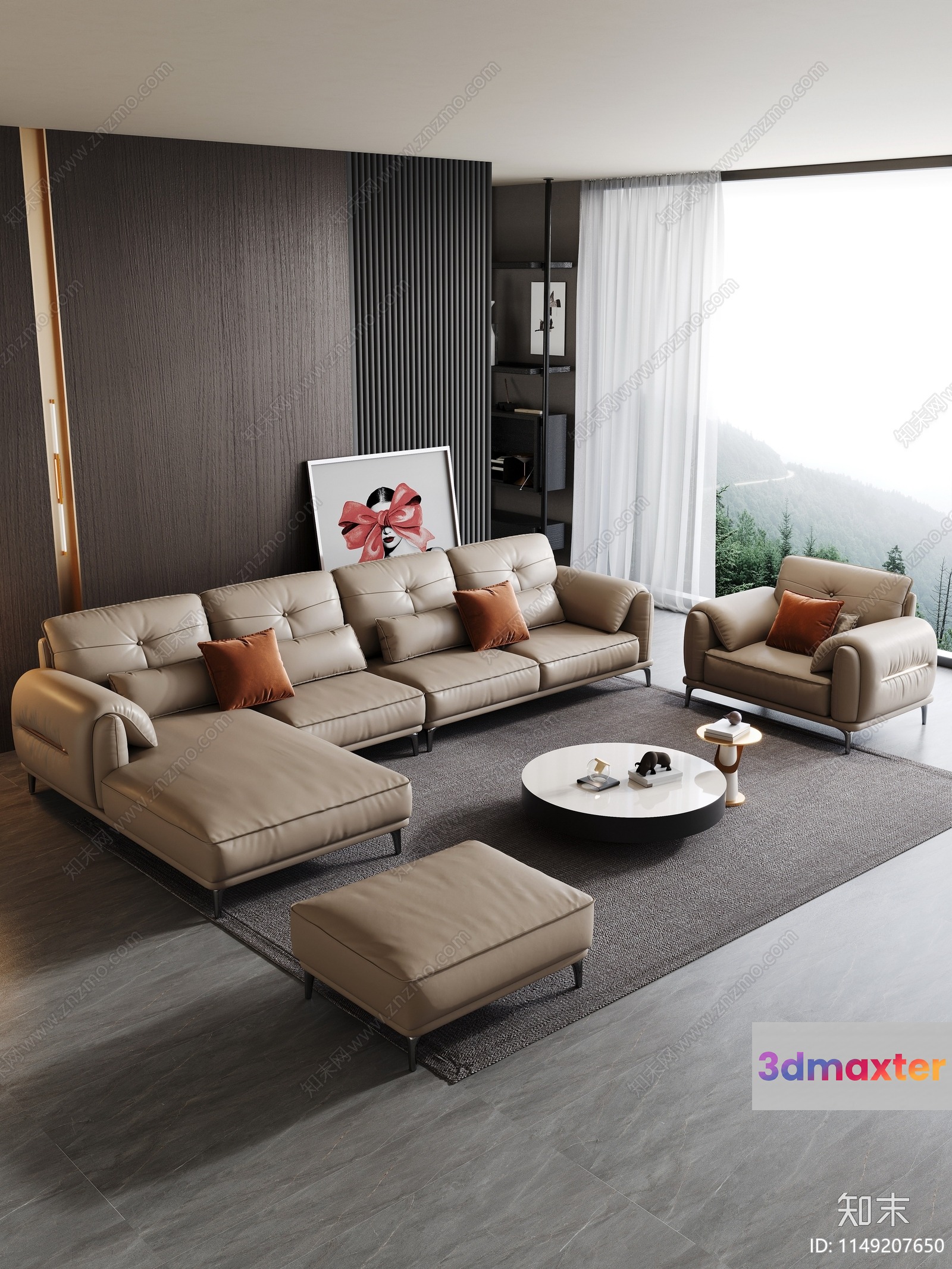 Modern Living Room 3D Model - 10106 - VRAY Render