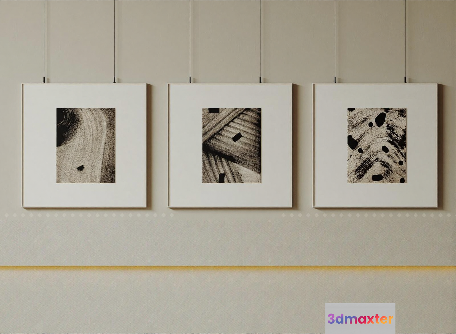 Three Abstract Art Pieces 3D Model - 1172 - CORONA Render