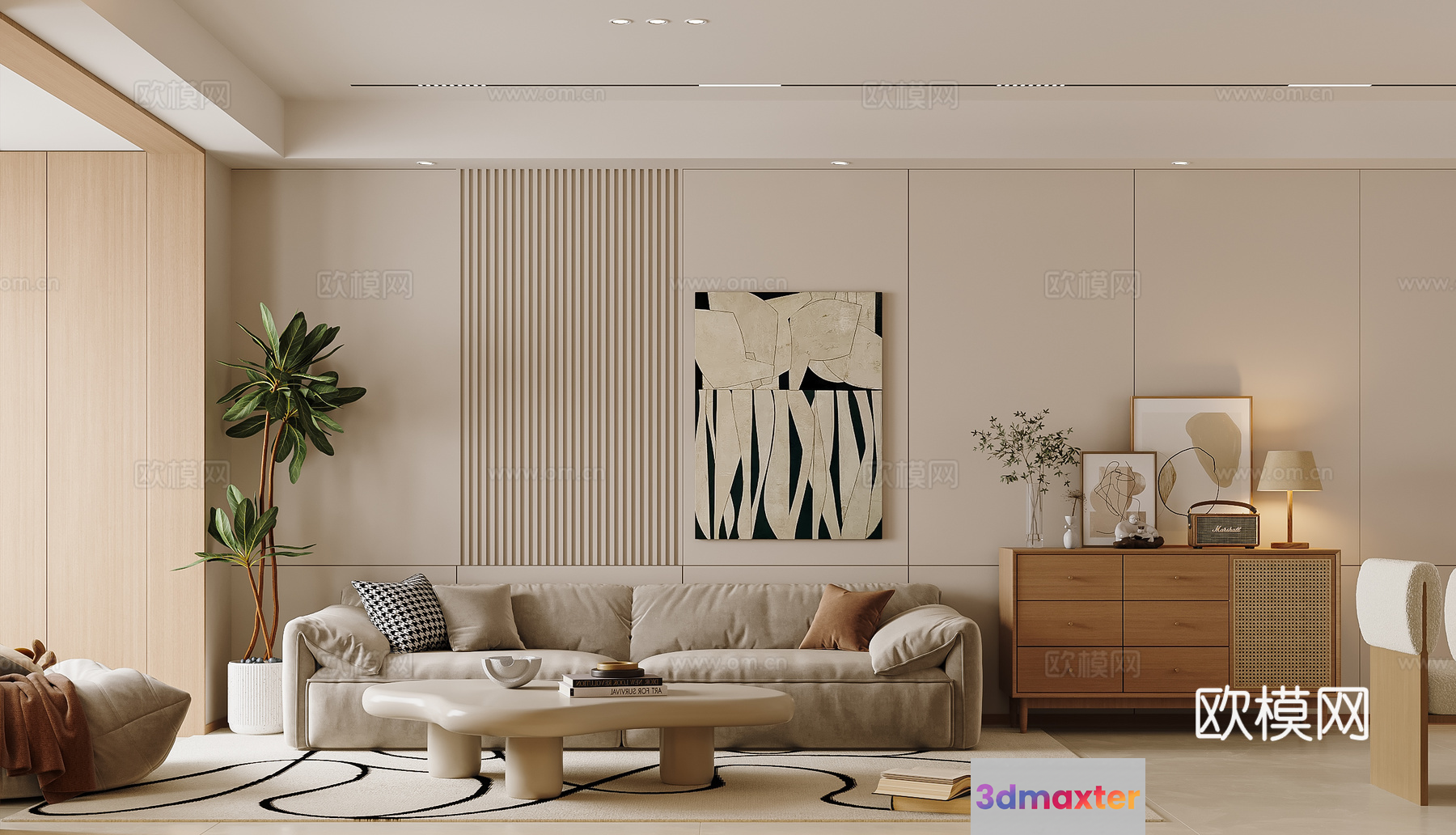 Modern Living Room 3D Model - 552 - VRAY Render