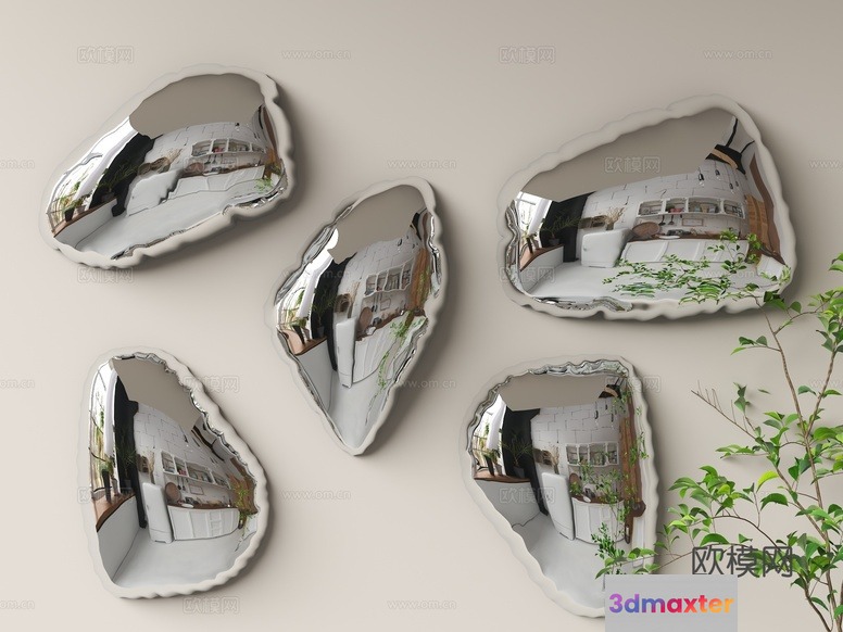 Modern Wall Mirrors 3D Model - 7775 - VRAY Render