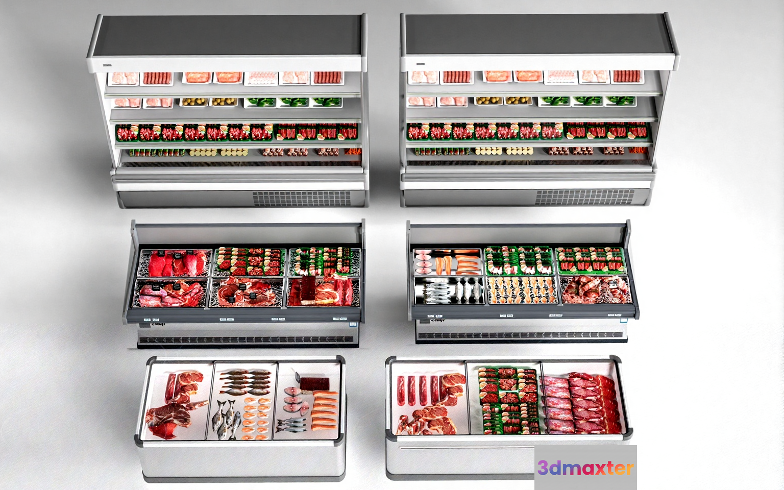 Meat Display Cases 3D Model - 2008 - VRAY Render