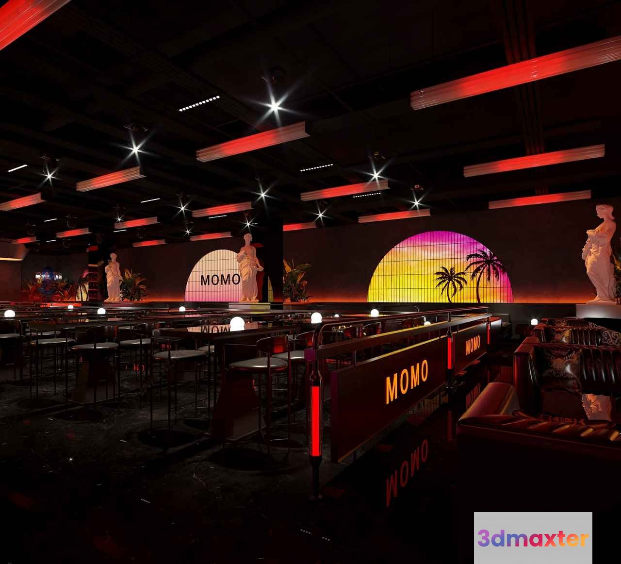 A Large Room With A Stage And Seating Area 3D Model - 16657 - CORONA Render
