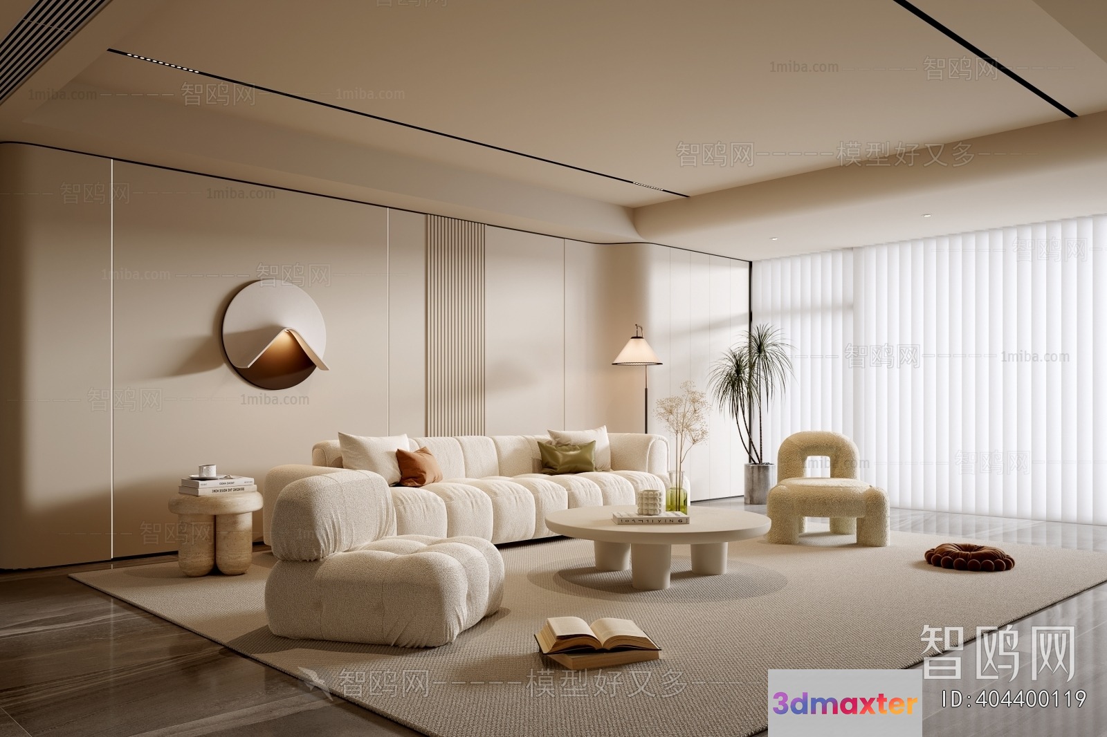 A Modern Living Room 3D Model - 17490 - VRAY Render