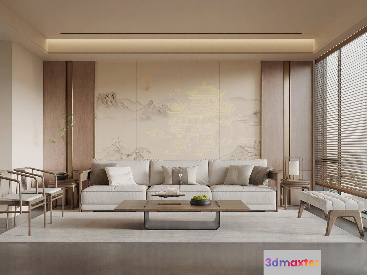 Modern Living Room 3D Model - 3547 - VRAY Render