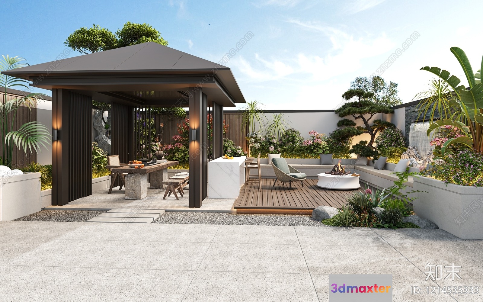 Outdoor Seating Area 3D Model - 9900 - VRAY Render