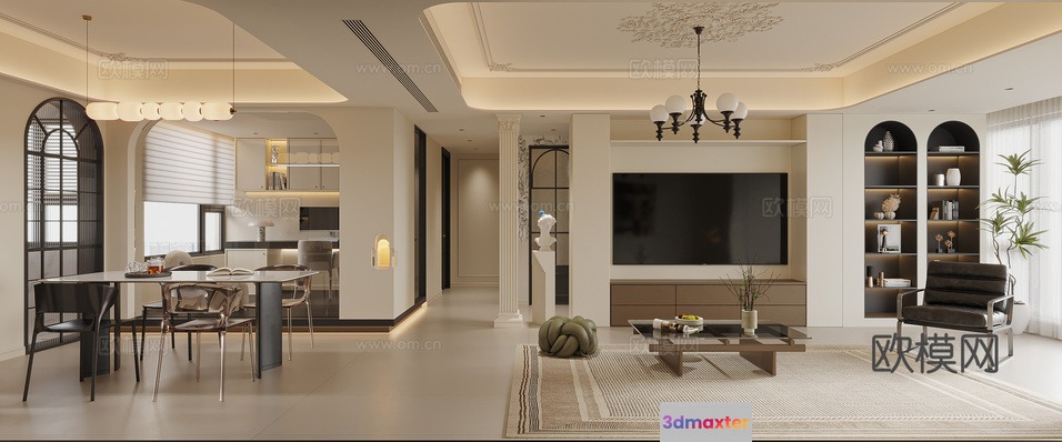 Modern Living Room 3D Model - 16480 - CORONA Render