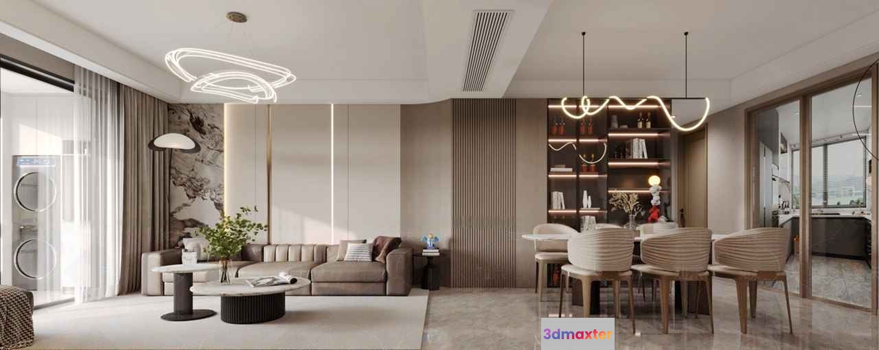 Modern Living Room 3D Model - 3945 - CORONA Render